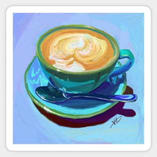 Cappucino Alla Prima Digital Oil Painting Sticker